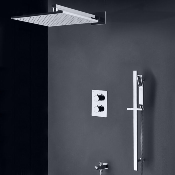 FontanaShowers Sierra Rainfall Volume Control Complete Shower System with Roughin Valve Wayfair